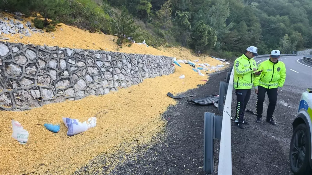 bursa inegolde hayvan yemi yuklu tir devrildi 2 agir yarali OmXA2Msn